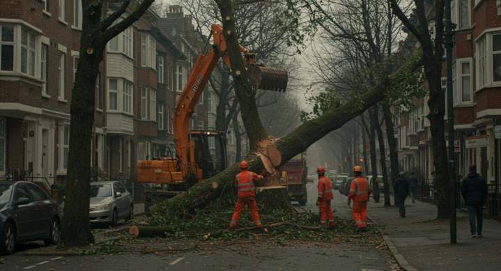 Abattage d'arbres en zone urbaine